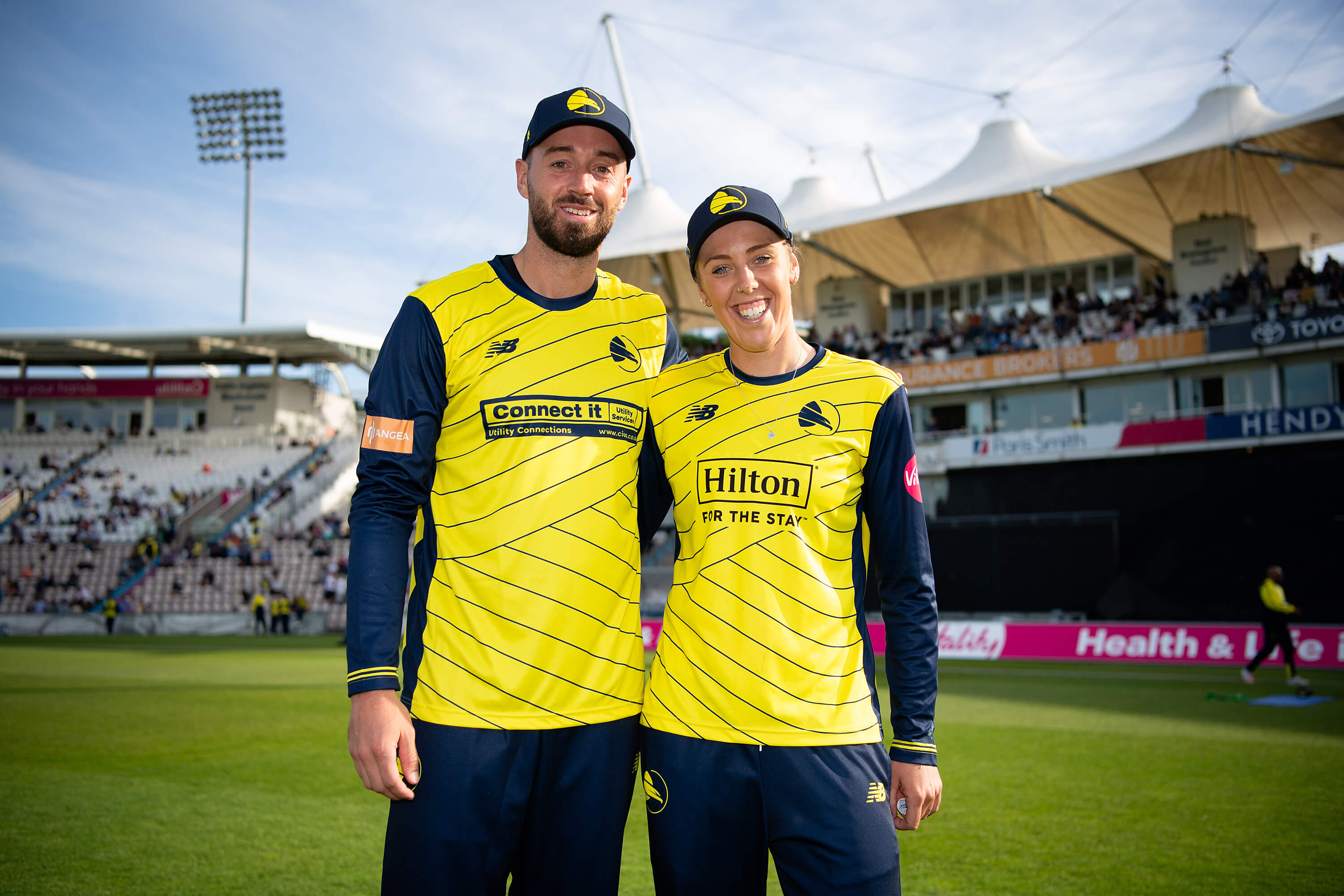Hampshire Hawks captains James Vince and Georgia Adams