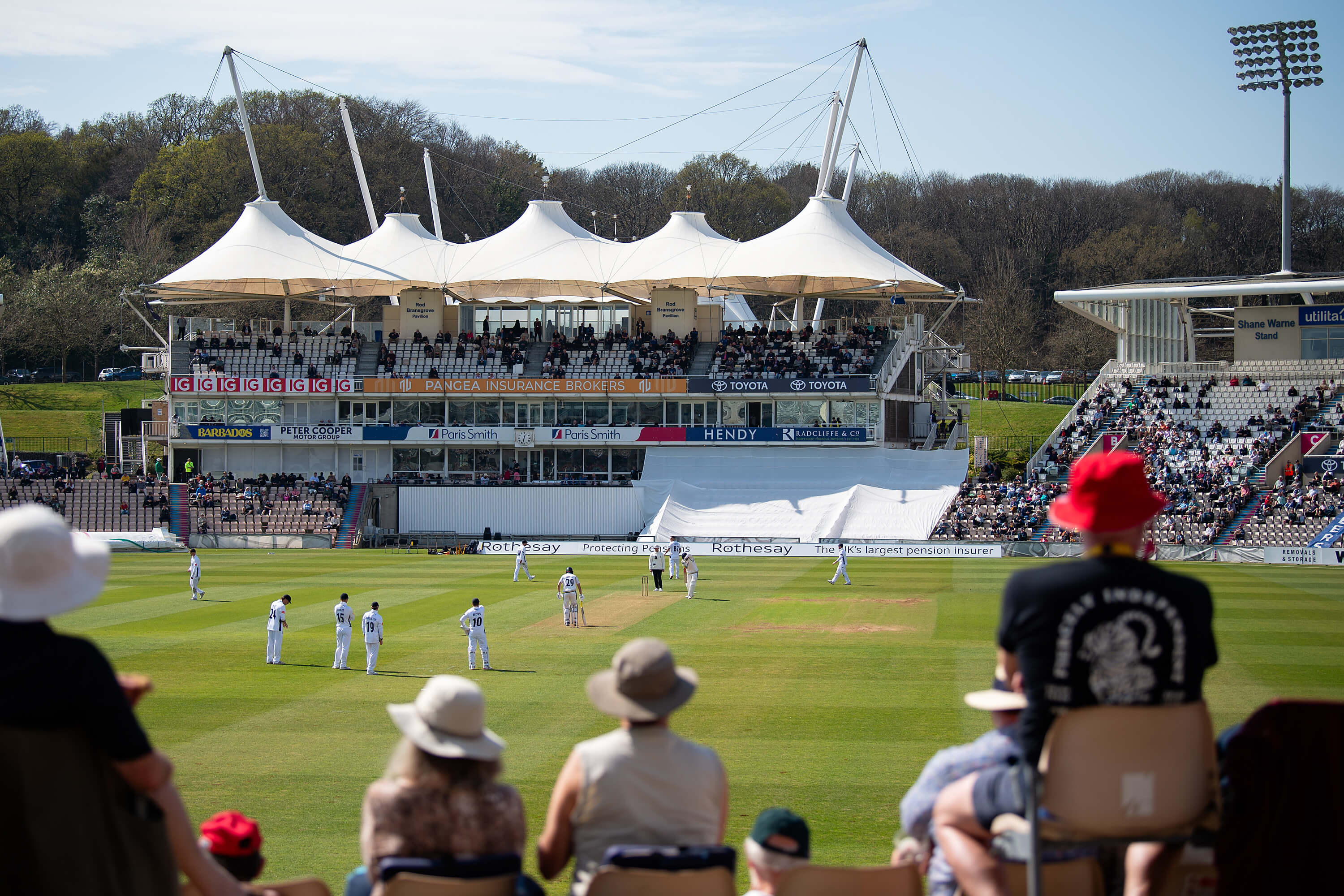 The crowd watch on during Hampshire's County Championship match against Yorkshire at Utilita Bowl