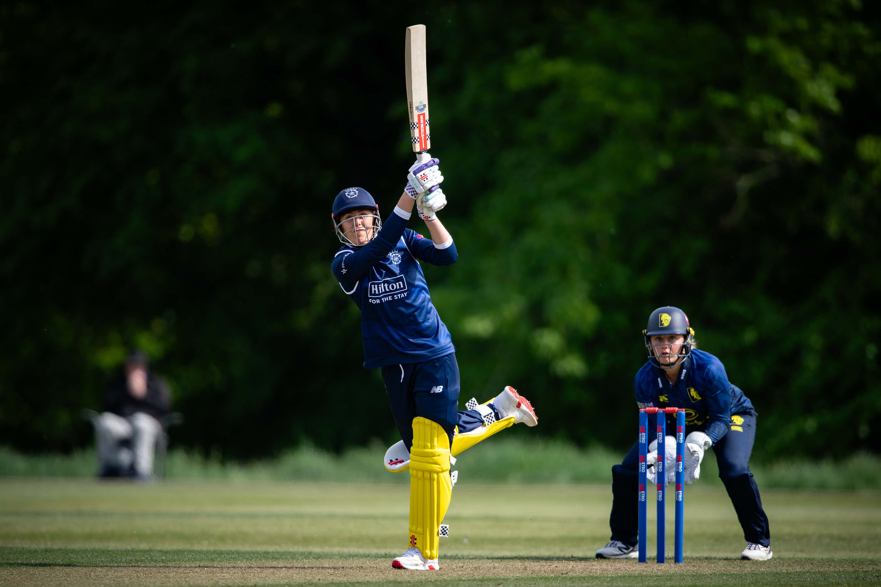 Georgia Adams plays an elegant lofted stroke against Durham at Arundel Castle