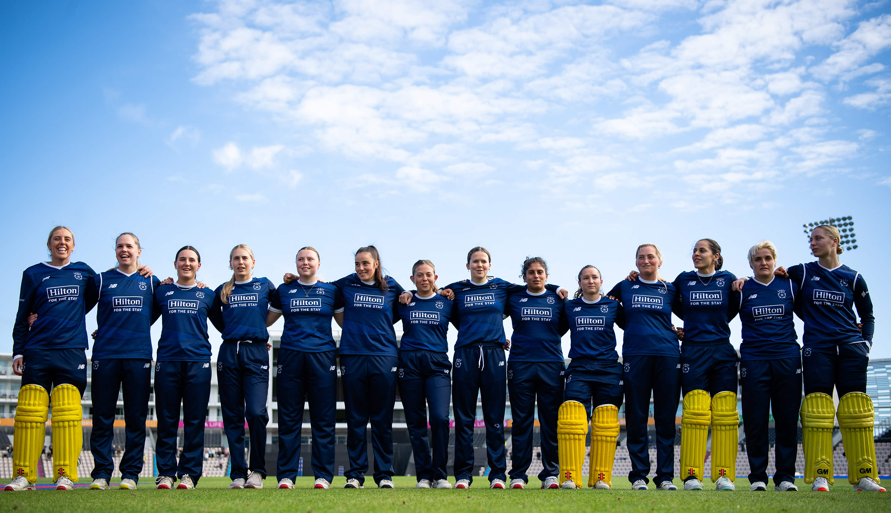 Hampshire line up for the national anthem during the Women's One Day Cup match between Hampshire and Lancashire at Utilita Bowl